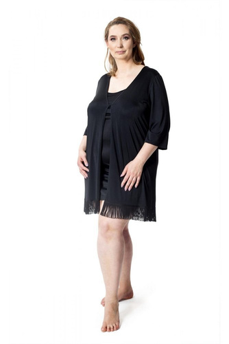 6309 Caryca Szlafrok peniuar Mewa czarny