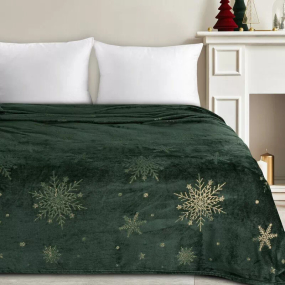 Narzuta świąteczna Eurofirany zielona – miękki koc z mikrofibry, ciepły i lekki