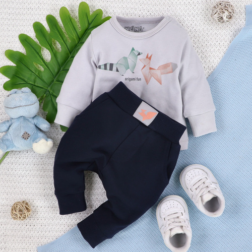 Spodnie dresowe z bawełny organicznej Fun Origami Nini granatowy 