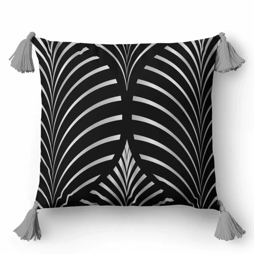 Poszewka dekoracyjna ornamenty 5398 B Panama 58 Detexpol czarny