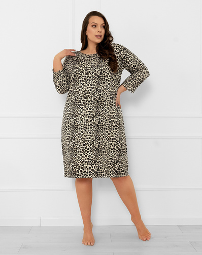 Italian Fashion Kenia – koszula nocna damska panterka, 3/4 rękaw, wiskoza