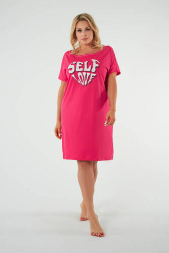 Koszula nocna z krótkim rękawem Selfie Italian Fashion - amarantowy