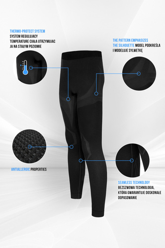 Confidence Legginsy termoaktywne męskie Spaio black/royale blue