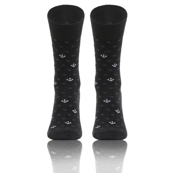 Classic Skarpety męskie garniturowe Sesto Senso wzór kotwice grafitowy