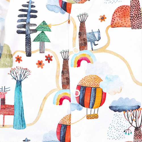 Kaftanik niemowlęcy z bawełny organicznej Kolorowy Las Nini druk