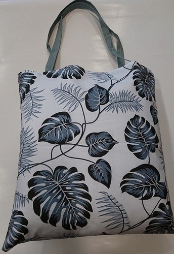 Torba bawełniana na zakupy Kwiatki wzór serwetki szary