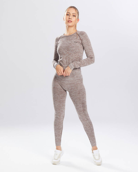 Bluzka damska długi rękaw Melange Rashguard Spaio coffee