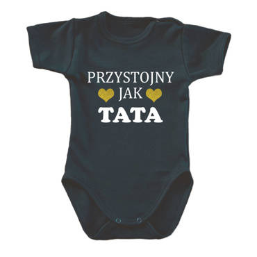 Body krótki rękaw "PRZYSTOJNY JAK TATA" Moocha czarny