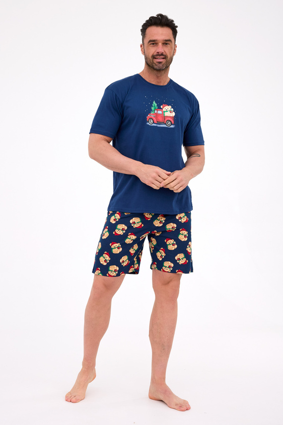 Cornette Teddy 4 326/291 – męska piżama świąteczna granatowa, bawełna, krótki rękaw