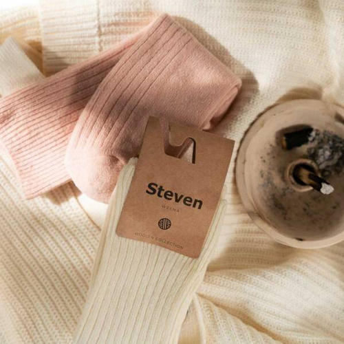 ART..093 Skarpety Damskie Wełniane Steven 022 ecru