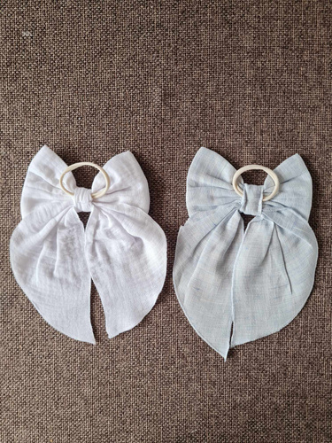 Lniana kokarda do włosów KGN16 Marija - błękit