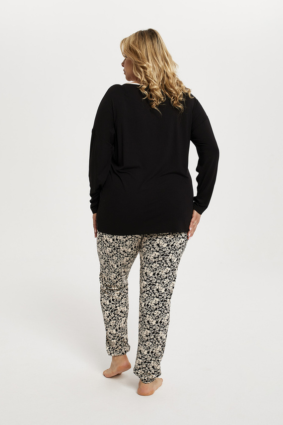 Piżama Damska długi rękaw, długie spodnie Gujana Italian Fashion - czarny/druk