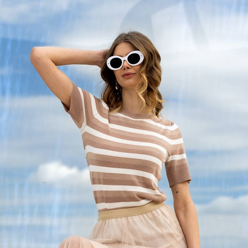 Bluzka damska ze stójką BDS3700-003 Moraj - beżowy