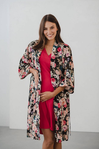 Szlafrok bambusowy z lnem Garden Milk&Love 