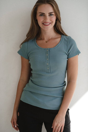 Bluzka ciążowa i do karmienia Tummy z krótkim rękawem Milk&Love patynowa 