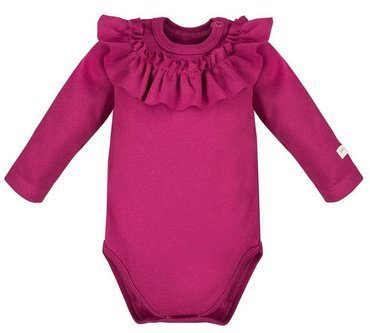 Body z długim rękawem, falbana "Simply Comfy" Ewa Klucze- bordo