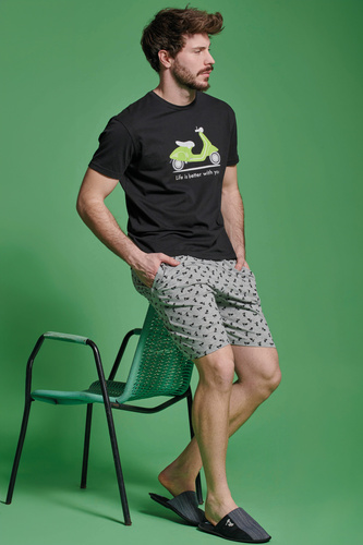 Kenny Sorbetto– męska piżama krótka ze skuterem, koszulka + szorty