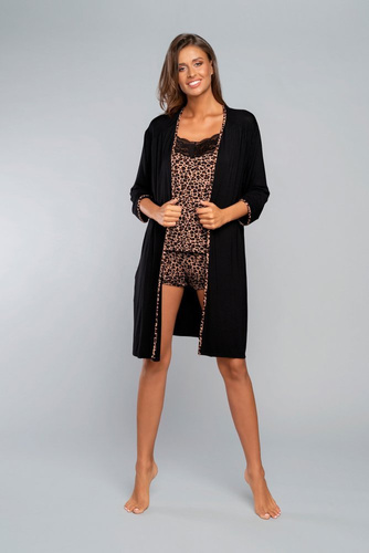 Eila Szlafrok Italian Fashion rękaw 3/4 - panterka