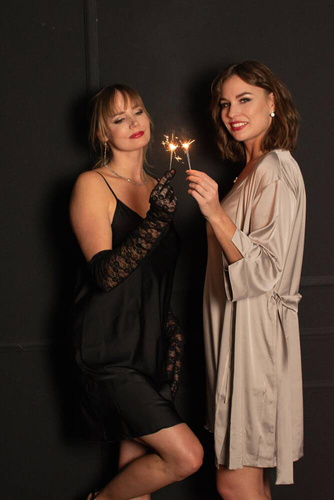 Szlafrok damski peniuar 757 Cordelia De Lafense - cappuccino