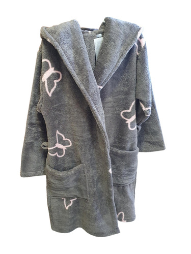 Krótki Szlafrok damski 672 Motyle Forex - szary