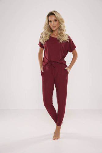 524 Paula Piżama Damska De Lafense - bordo