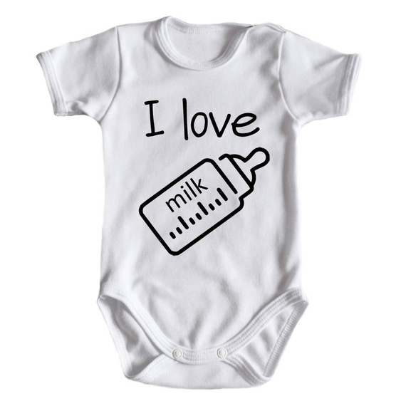 Body krótki rękaw "I love milk" Moocha biały  