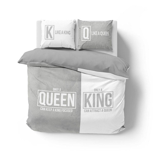 Pościel bawełniana Queen King 4100 A Holland 129 Detexpol szary/biały 