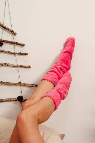 Gładkie skarpetki 553/554 Wellsoft De Lafense - malina kokardki