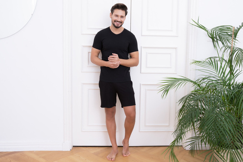 Koszulka męska, serek Ikar Italian Fashion - czarny 