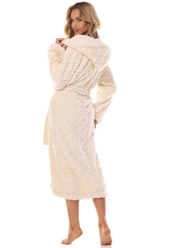 Długi szlafrok damski 2402 Geo Long L&L ecru 