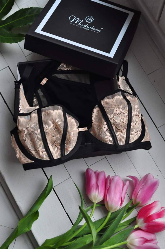 Biustonosz balkonetka 19117 Nugat Mediolano czarno-beżowy