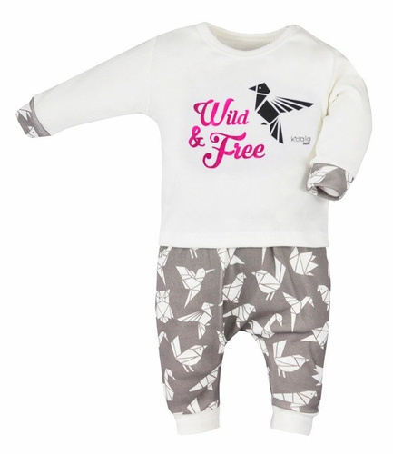 Bluzeczka+ spodenki " ORIGAMI" Koala szary-różowy