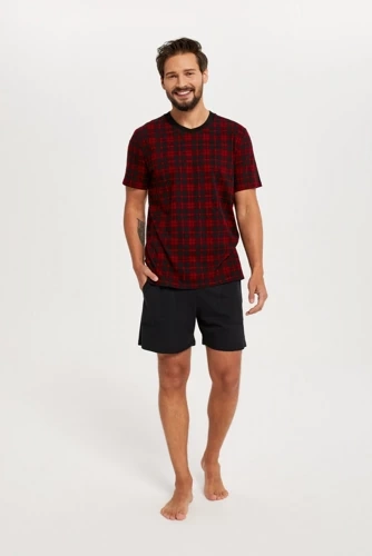 Piżama Męska krótki rękaw, krótkie spodnie Eliasz Italian Fashion - druk/czarny