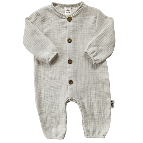 Pajac muślinowy Just Muslin Makoma beige– naturalny komfort, 5 kolorów