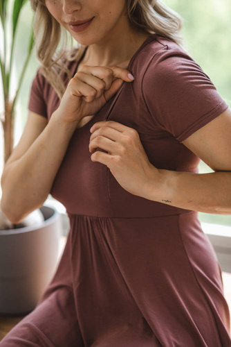 Sukienka ciążowa i do karmienia Mommy Chic Milk&Love rose brown