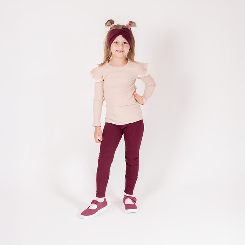 Legginsy dziewczęce Nicol Alisa 217201 – prążkowane, burgund
