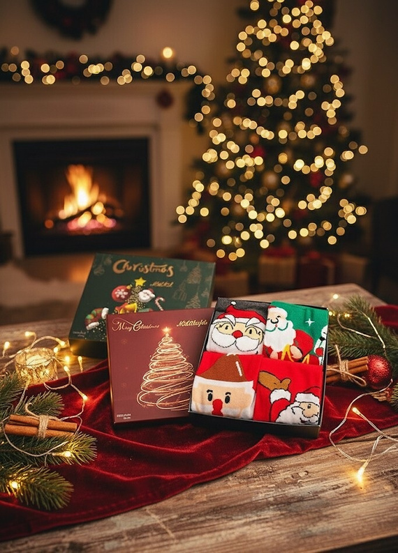 M898 Wik – świąteczny zestaw 4 skarpet unisex w pudełku