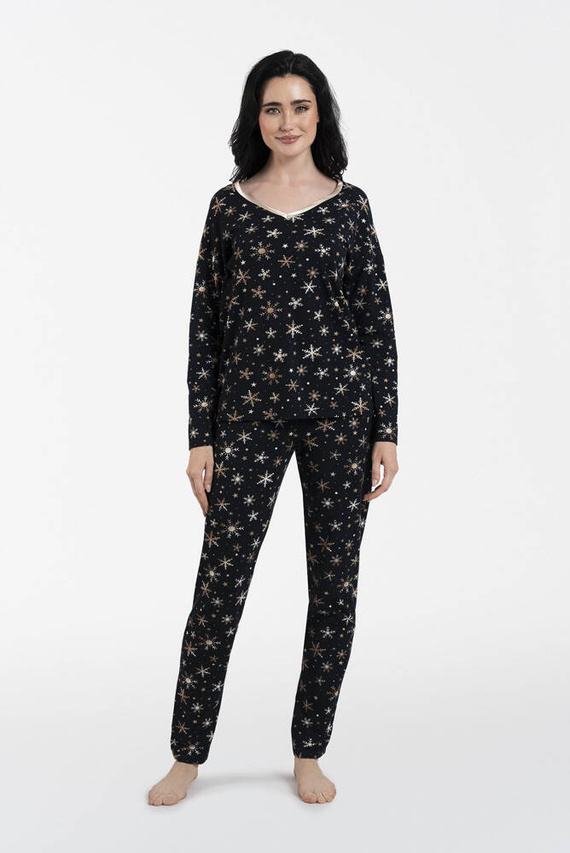 Piżama Damska długi rękaw, długie spodnie Laponia Italian Fashion - druk