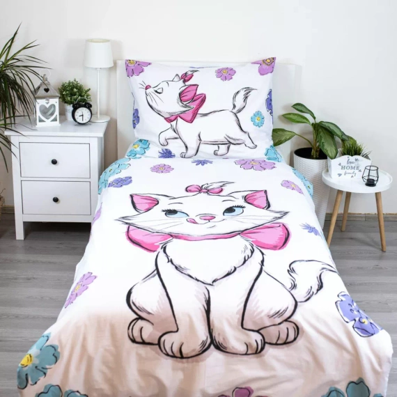 Pościel dziecięca Marie Cat Disney | Kotek biała kolorowa + poszewka JF 02 | 100% bawełna | Pościel dla dziewczynki