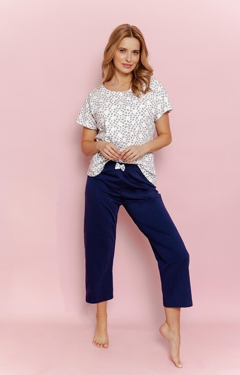 Taro Demi 3418 – Bawełniana piżama damska, krótki rękaw i spodnie 3/4