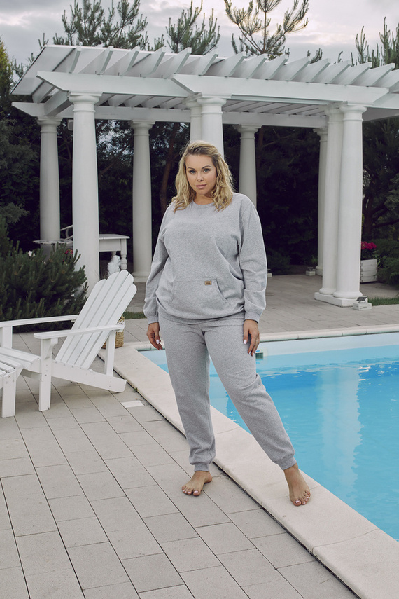 Komplet Damski dł. rękaw, dł. spodnie Fox Italian Fashion czarny - melanż