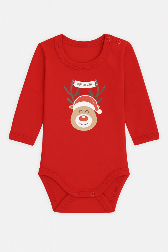 Body z długim rękawem 23BD06 Merry Christmas Mamatti - czerwony