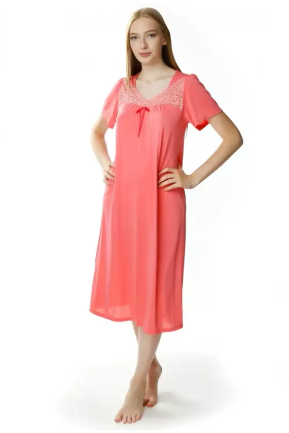 1693 Berenika halka koszula nocna damska Mewa koralowy