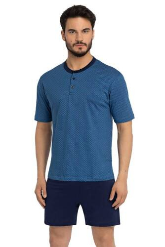 Piżama Męska krótki rękaw, spodenki PG36355  Nottingham niebieski