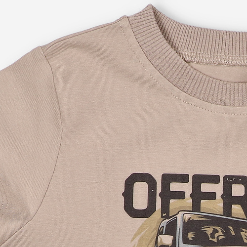 T-shirt dla chłopca KAR-2003/BEZ Lagarto Verde beżowy 