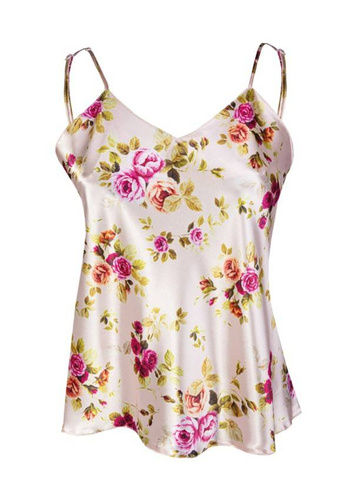 Top damski, wąskie ramiączko Flowers DK-TK DKaren - biały 002