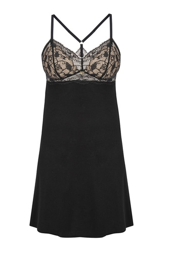 Koszula Nocna  Victoria  NIPPLEX- czarny- beżowy