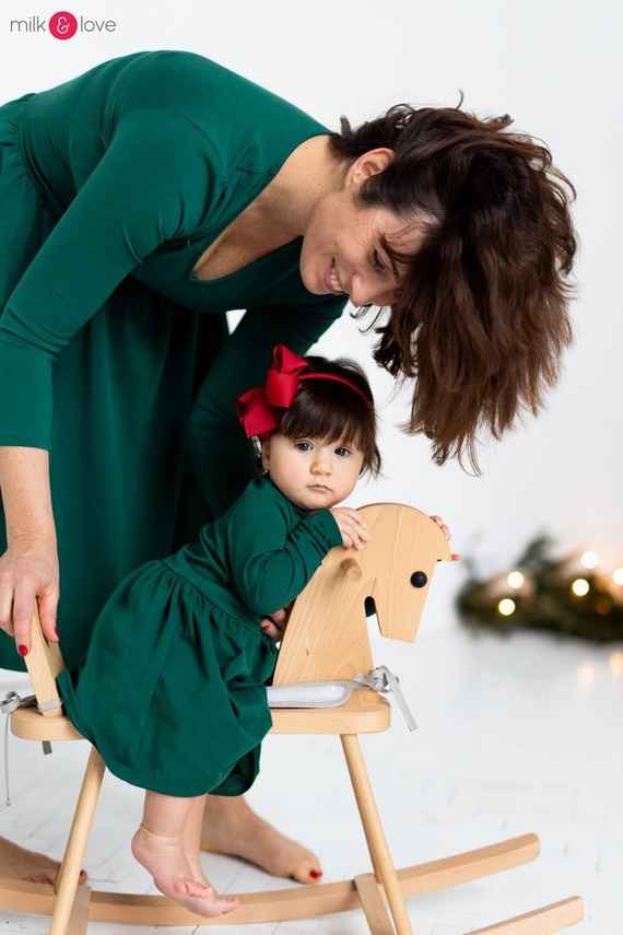 Sukienka do karmienia Just Milk butelkowa zieleń rękaw 7/8 Milk&Love