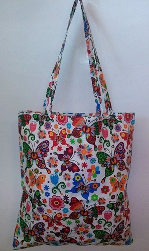 Torba bawełniana na zakupy Kwiatki wzór serwetki szary