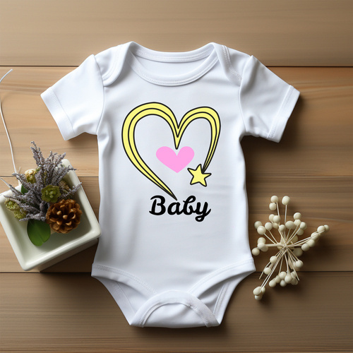 Body krótki rękaw "Baby z sercem dla dziewczynki" Moocha biały